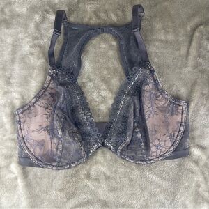 Victoria’s Secret Very Sexy Unlined Lace Racerback Bra - Gray NWOT 34DDD *B0063